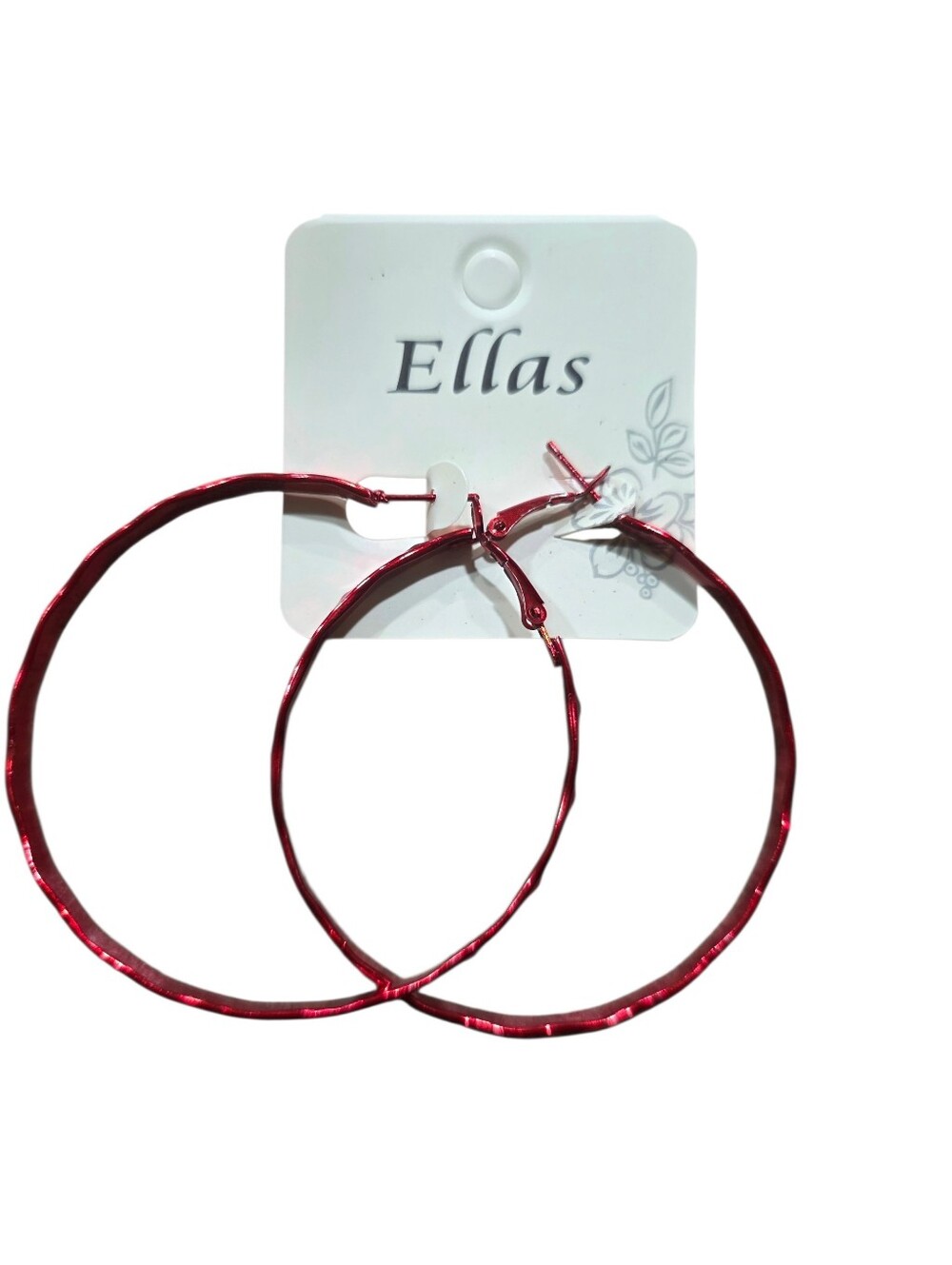 Ella Metallic Red Twisted Hoop Earrings